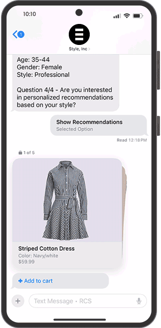 RCS marketing example 4 - product recommendations