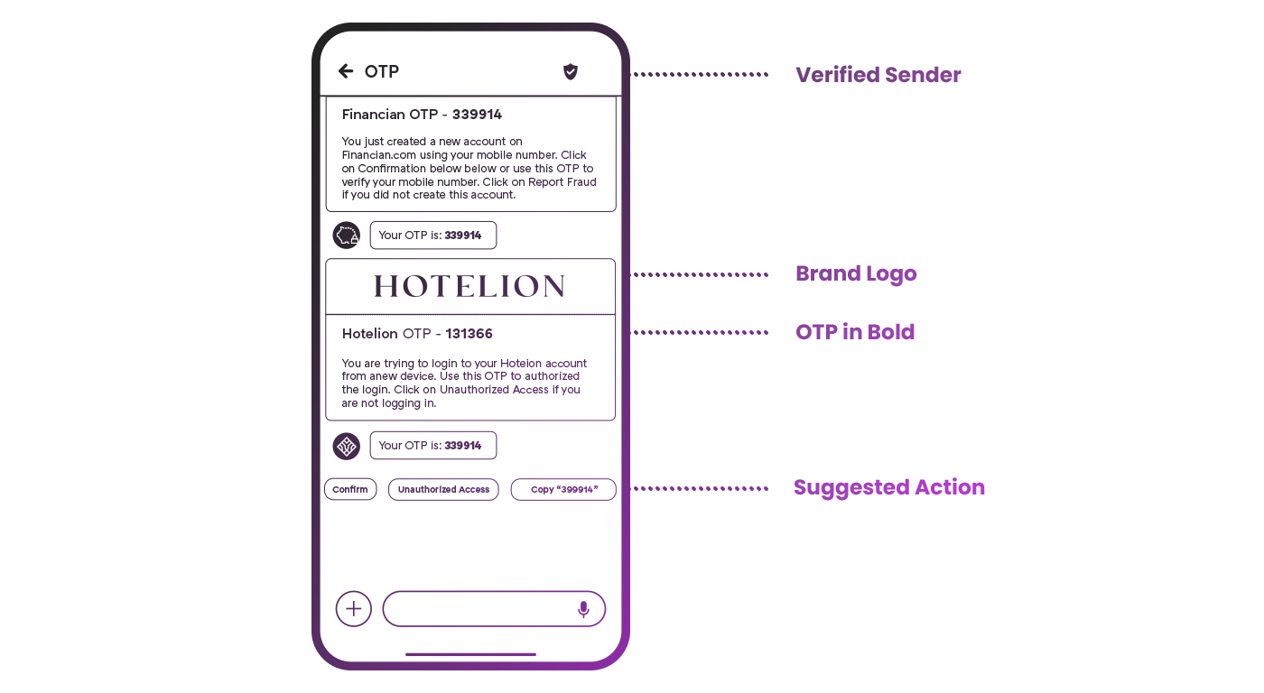 RCS marketing example 1 - one-time password