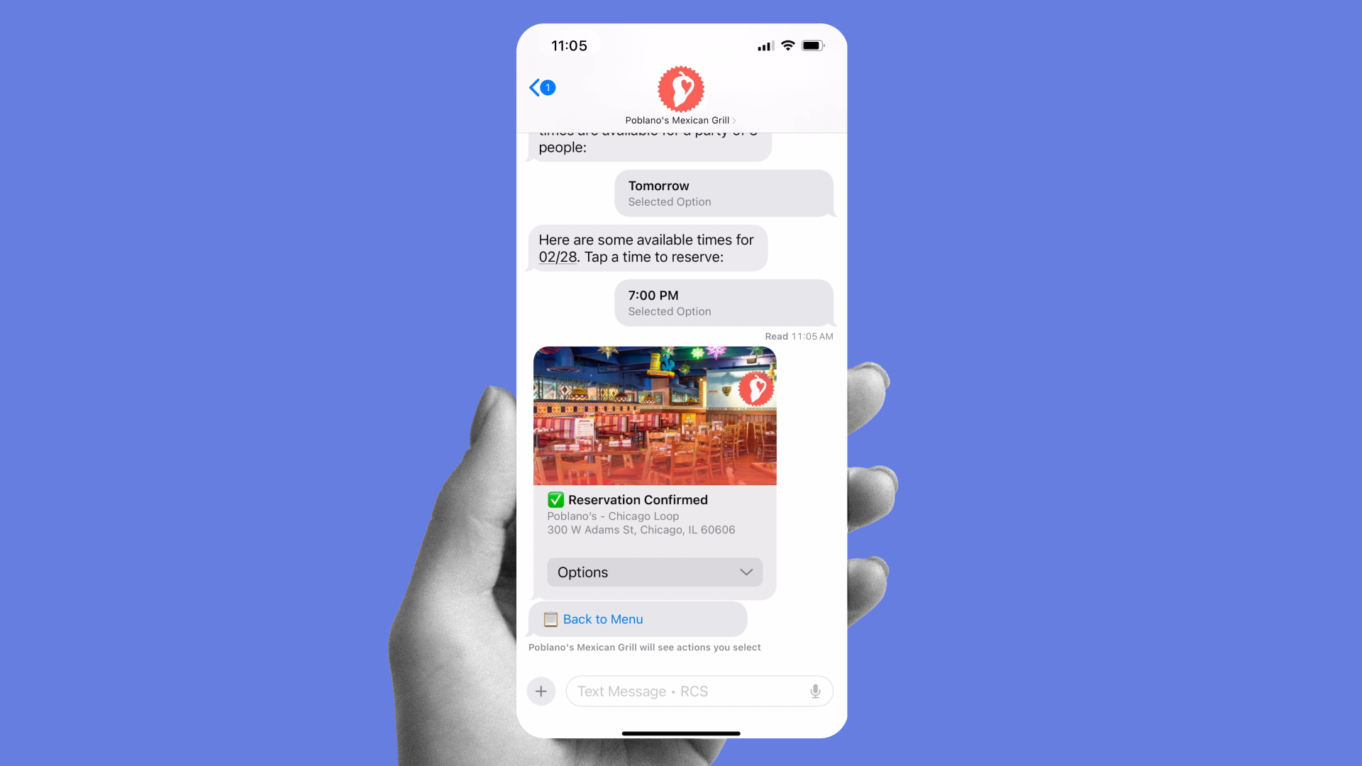 make a reservation rcs graphic